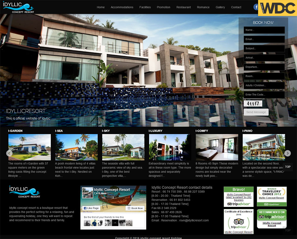 รับทำเว็บไซต์รีสอร์ท IDYLLIC RESORT
