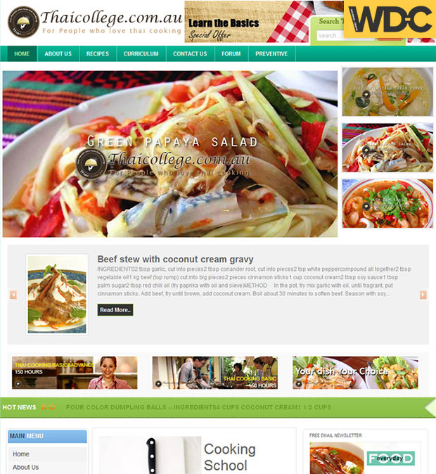 รับทำเว็บไซต์อาหารไทย THAI COLLEGE